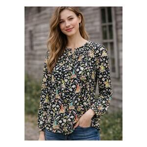 Drake's J.Crew H4118 Horseback Rider Florals popover Blouse Top Shirt 2P